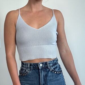 Women's Blue Vintage Brandy Melville Knit Crop Top